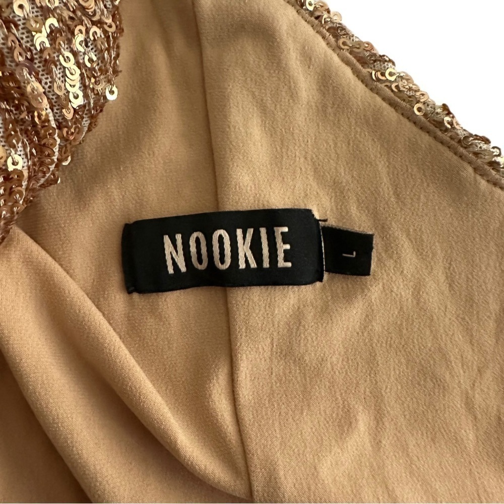 NWOT Nookie Veda One Shoulder Sequin Maxi Gown in Caramel Size Large - Picture 7 of 8